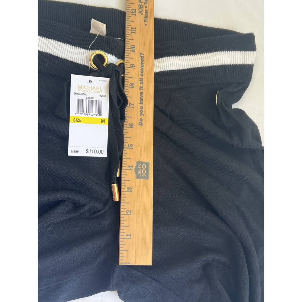Michael Michael Kors Black Knit Jogger Pants White Stripe QH93BJJ04A Medium - Picture 6 of 9